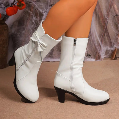 Nuccia - Vintage Bow Leather Boots