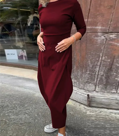 Vionel - Long Sleeve Polyester Dress with Pockets
