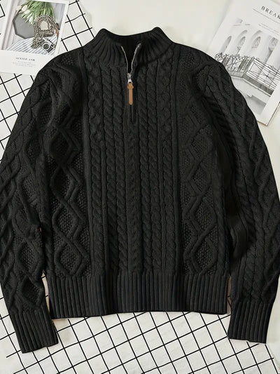 Rabada - Half-Zip Knitted Sweater With Stand-Up Collar