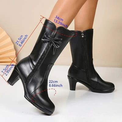 Nuccia - Vintage Bow Leather Boots
